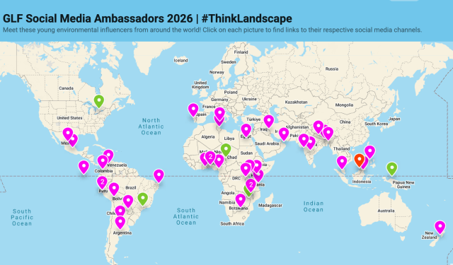 GLF Social Media Ambassadors 2026 pinned in a map